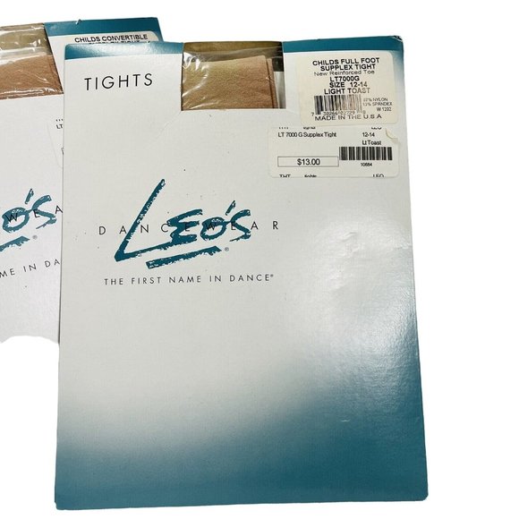 3 Pairs Girl's Tights Leo's Dancewear Brand Size 12-14 Light Toast LY7000G - Picture 2 of 9